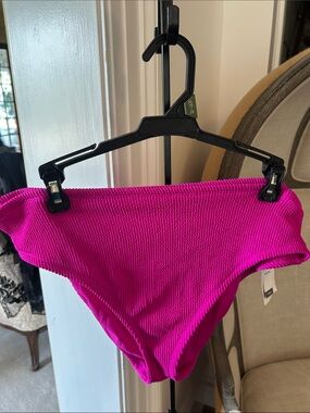 NWT Fuchsia Ribbed Mid-Rise Swim Bottoms XL (16-18)